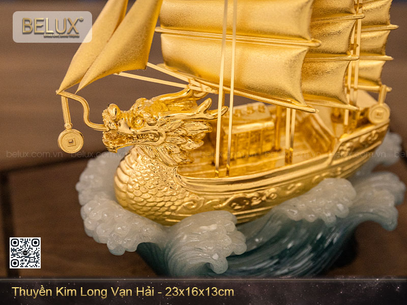 Mô hình thuyền kim long vạn hải dát vàng&nbsp;